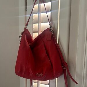 Coach Vibrant Red Leather Hobo Bag